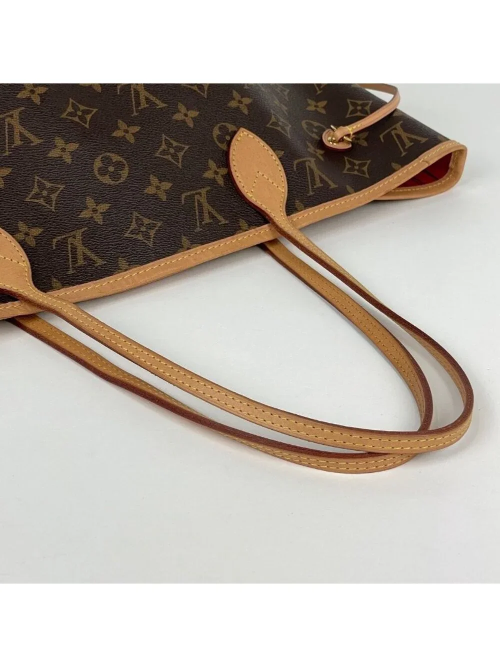 Louis Vuitton Neverfull MM Tote Monogram Brown Cerise
